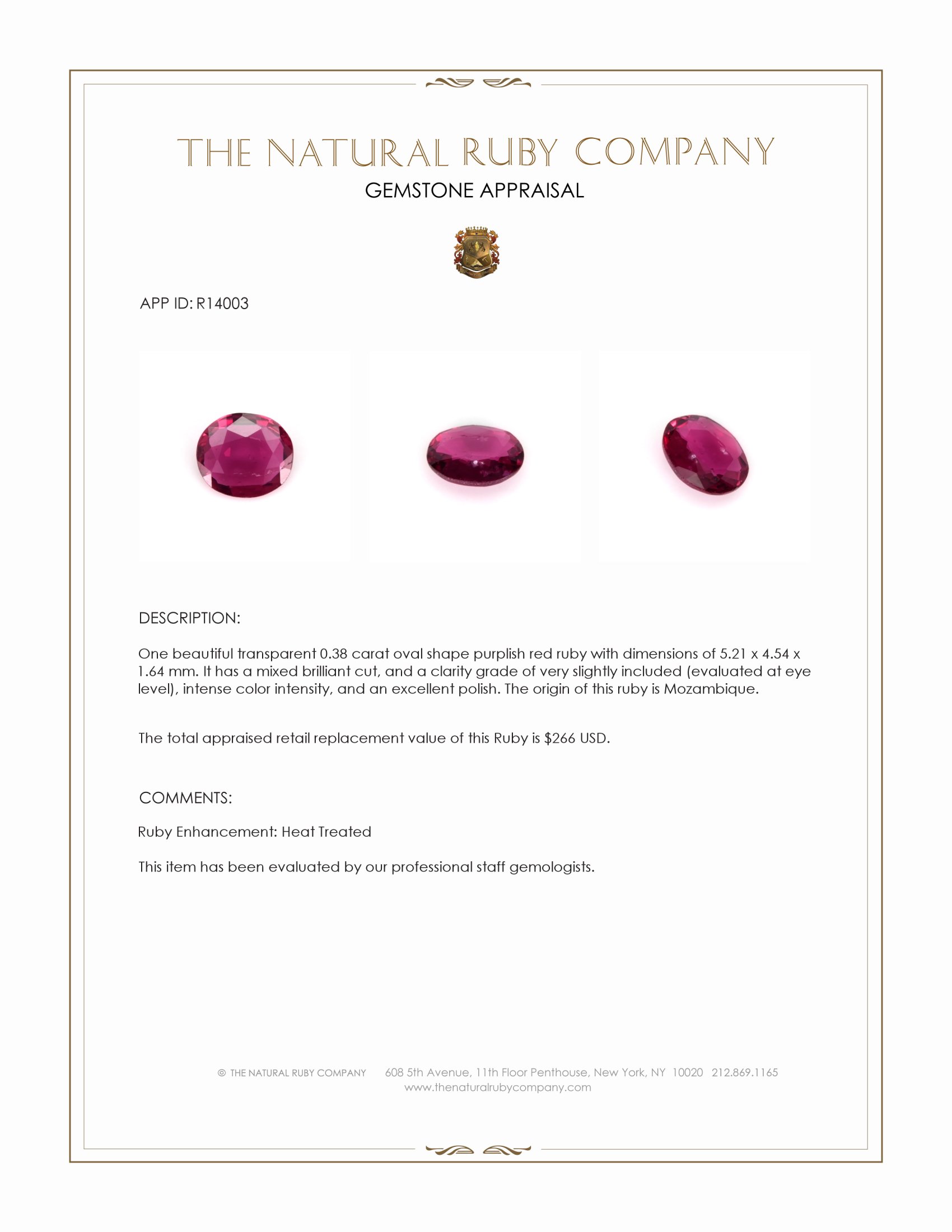 0.38 Ct. Ruby from Mozambique
