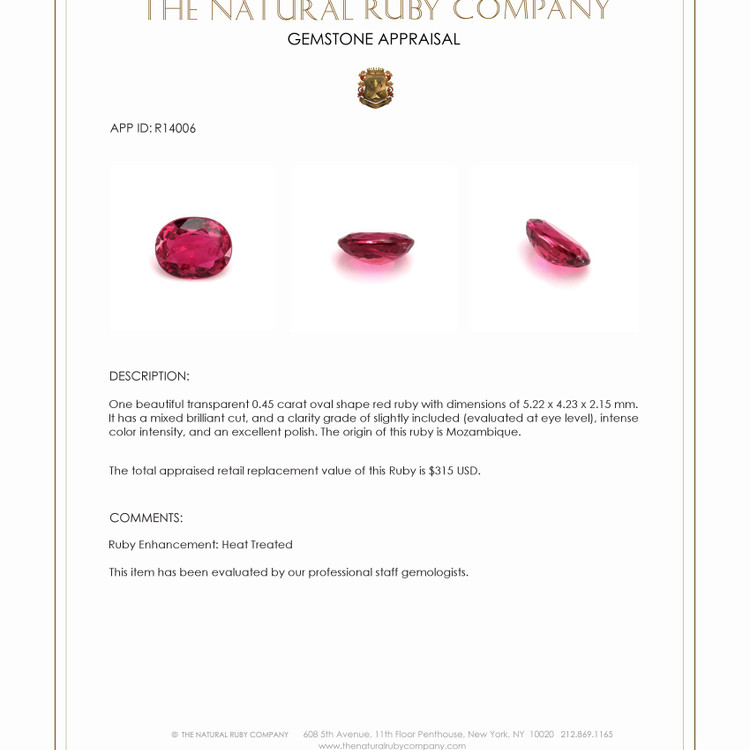 0.45 Ct. Ruby from Mozambique