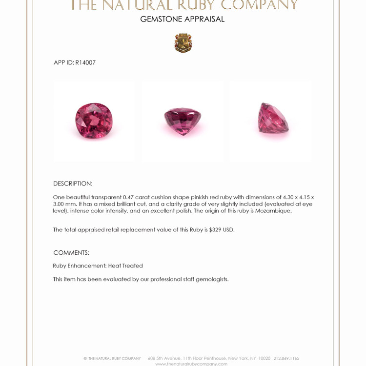 0.47 Ct. Ruby from Mozambique