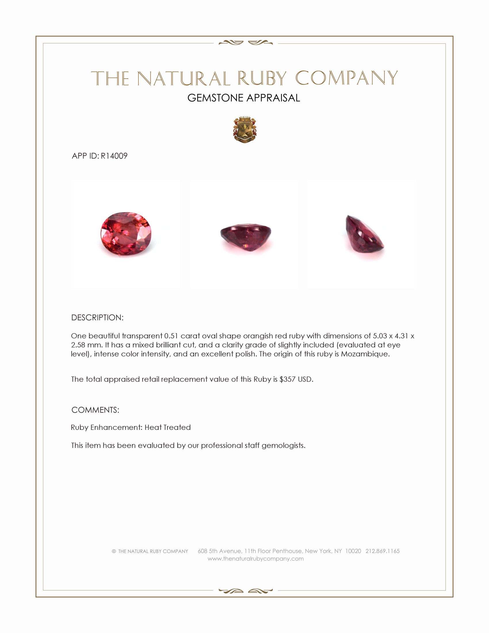 0.51 Ct. Ruby from Mozambique