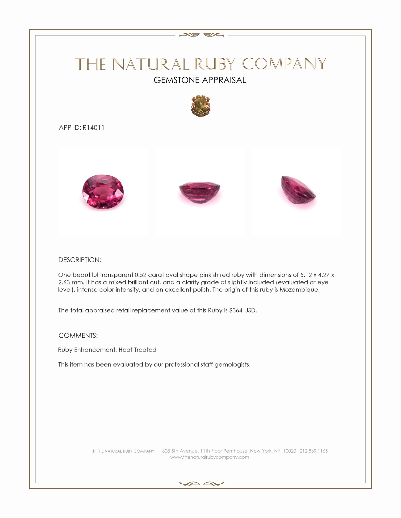 0.52 Ct. Ruby from Mozambique