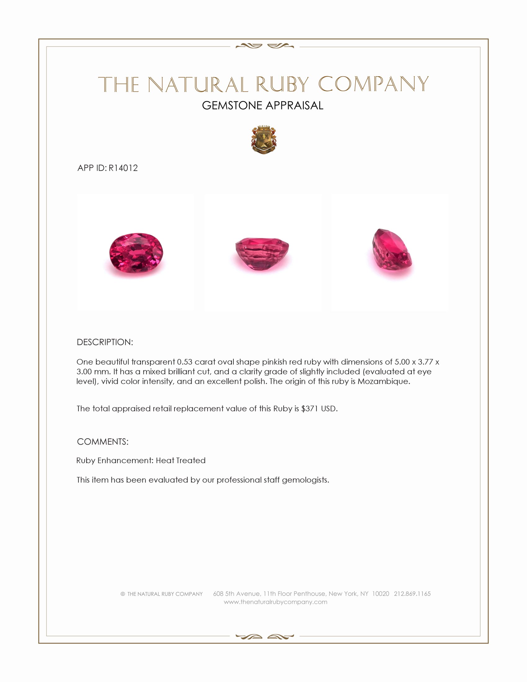 0.53 Ct. Ruby from Mozambique