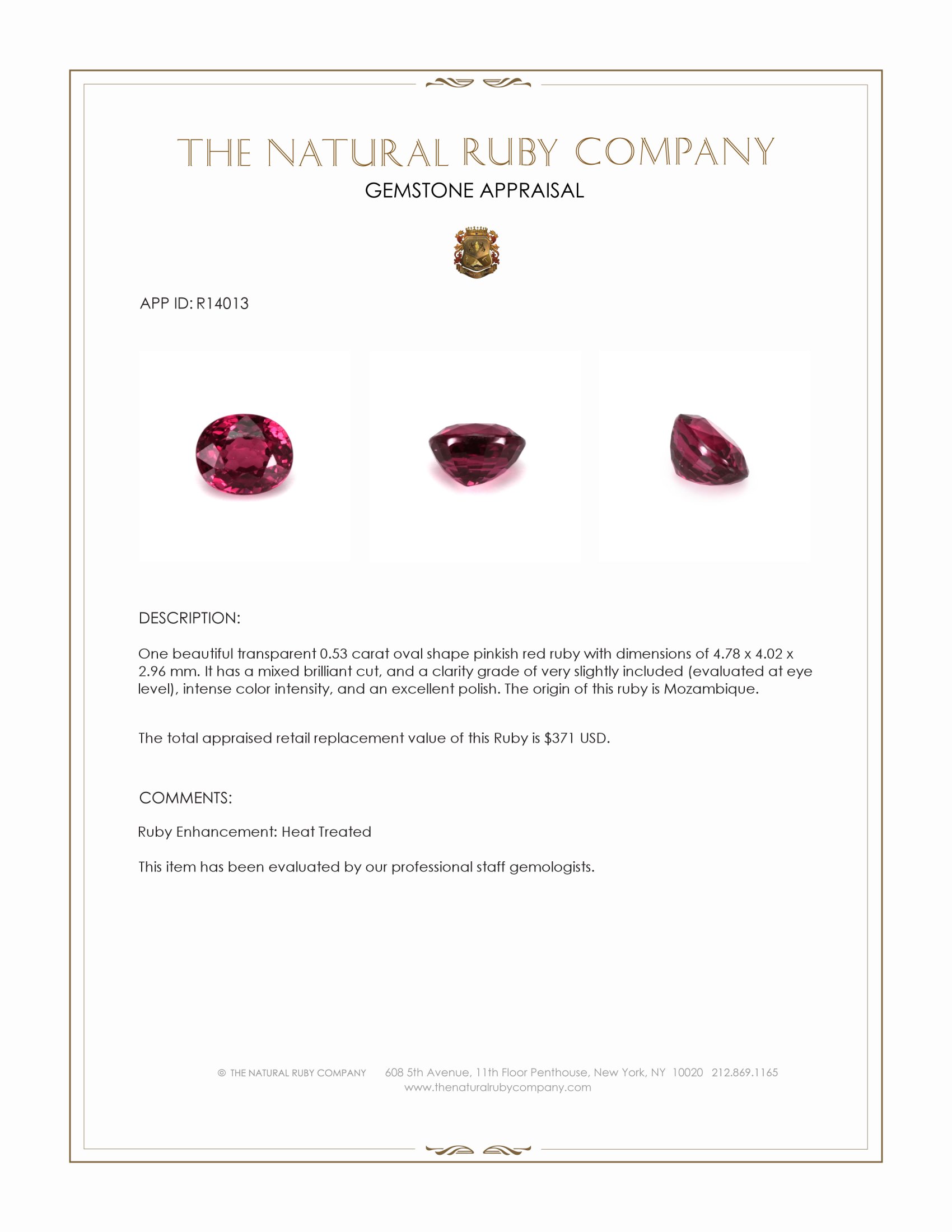 0.53 Ct. Ruby from Mozambique