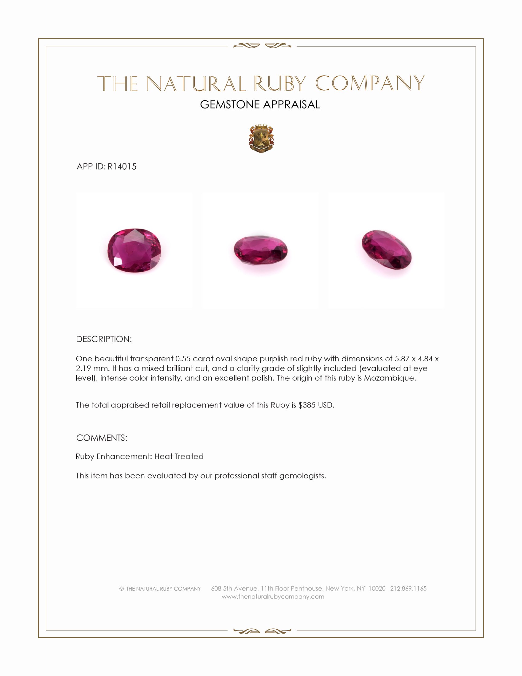 0.55 Ct. Ruby from Mozambique