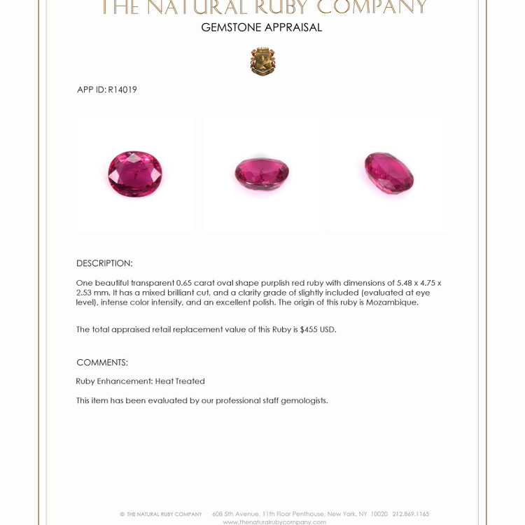 0.65 Ct. Ruby from Mozambique