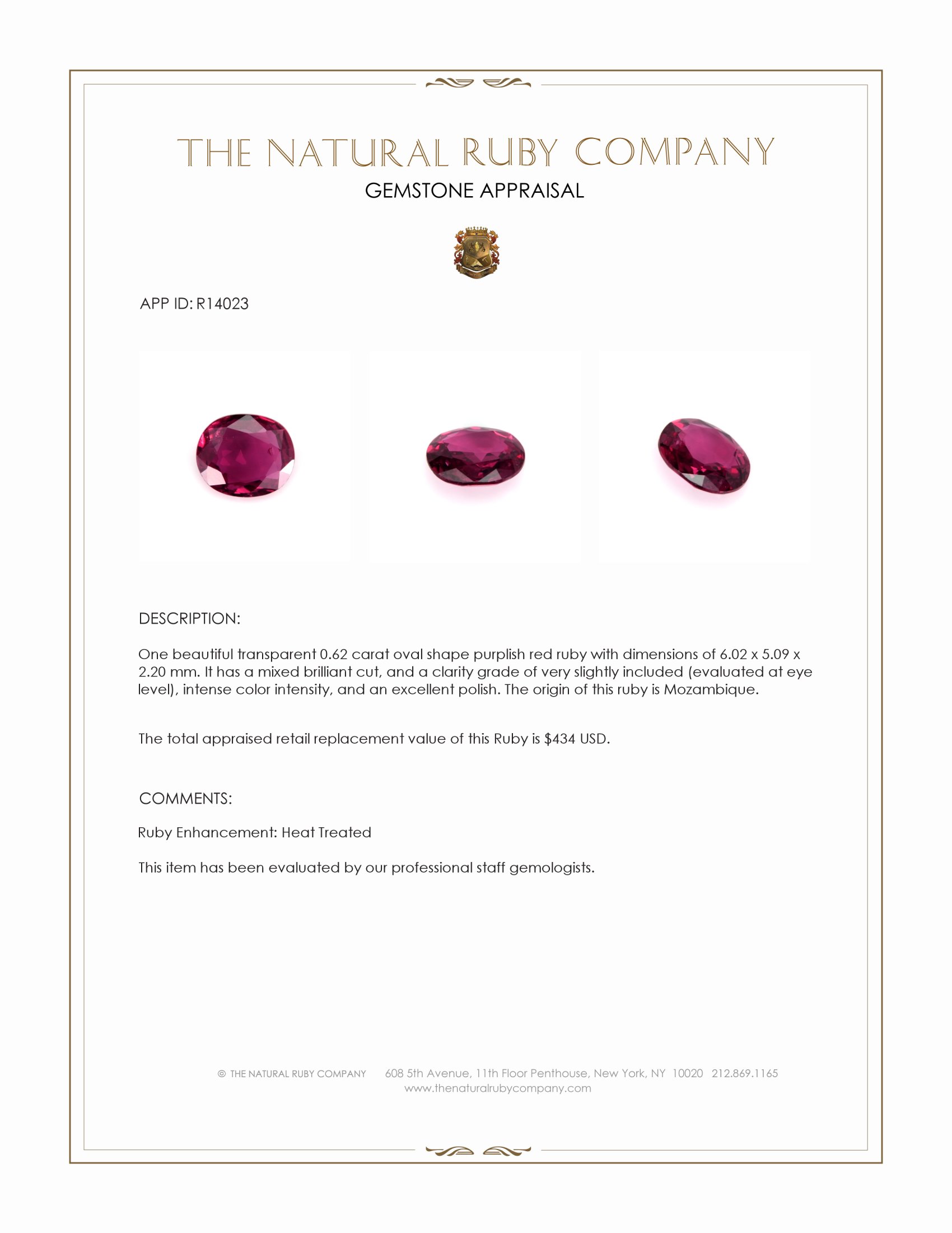 0.62 Ct. Ruby from Mozambique