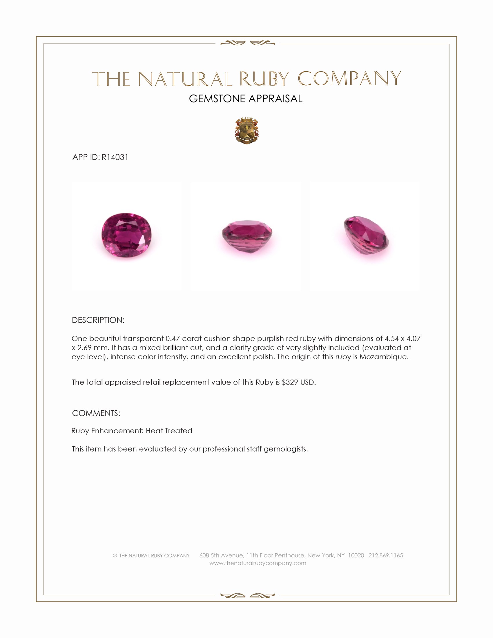 0.47 Ct. Ruby from Mozambique