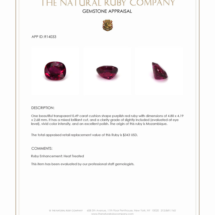 0.49 Ct. Ruby from Mozambique