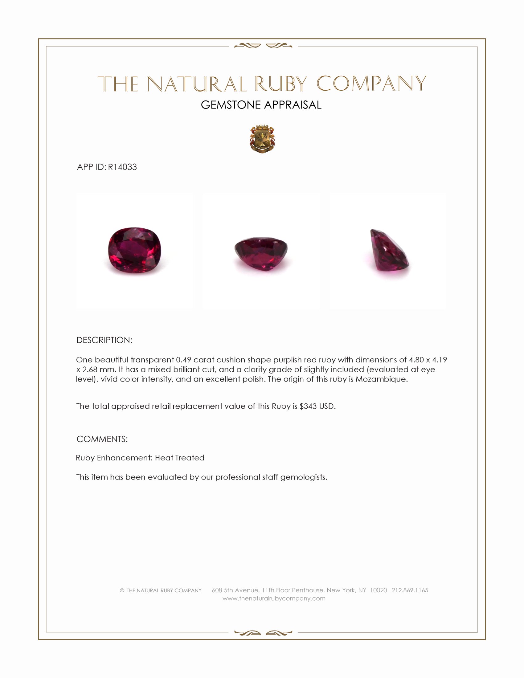 0.49 Ct. Ruby from Mozambique