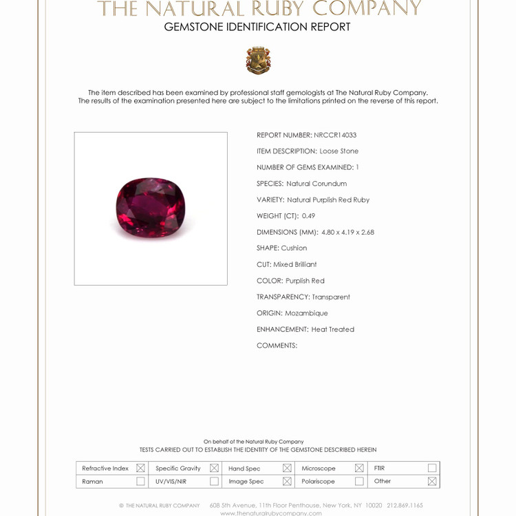 0.49 Ct. Ruby from Mozambique