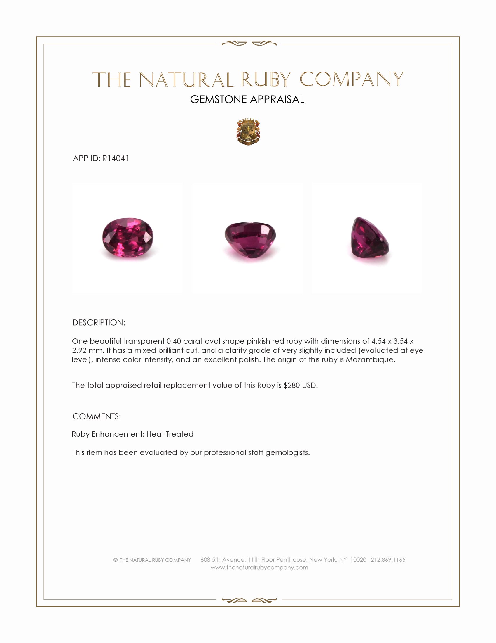 0.40 Ct. Ruby from Mozambique