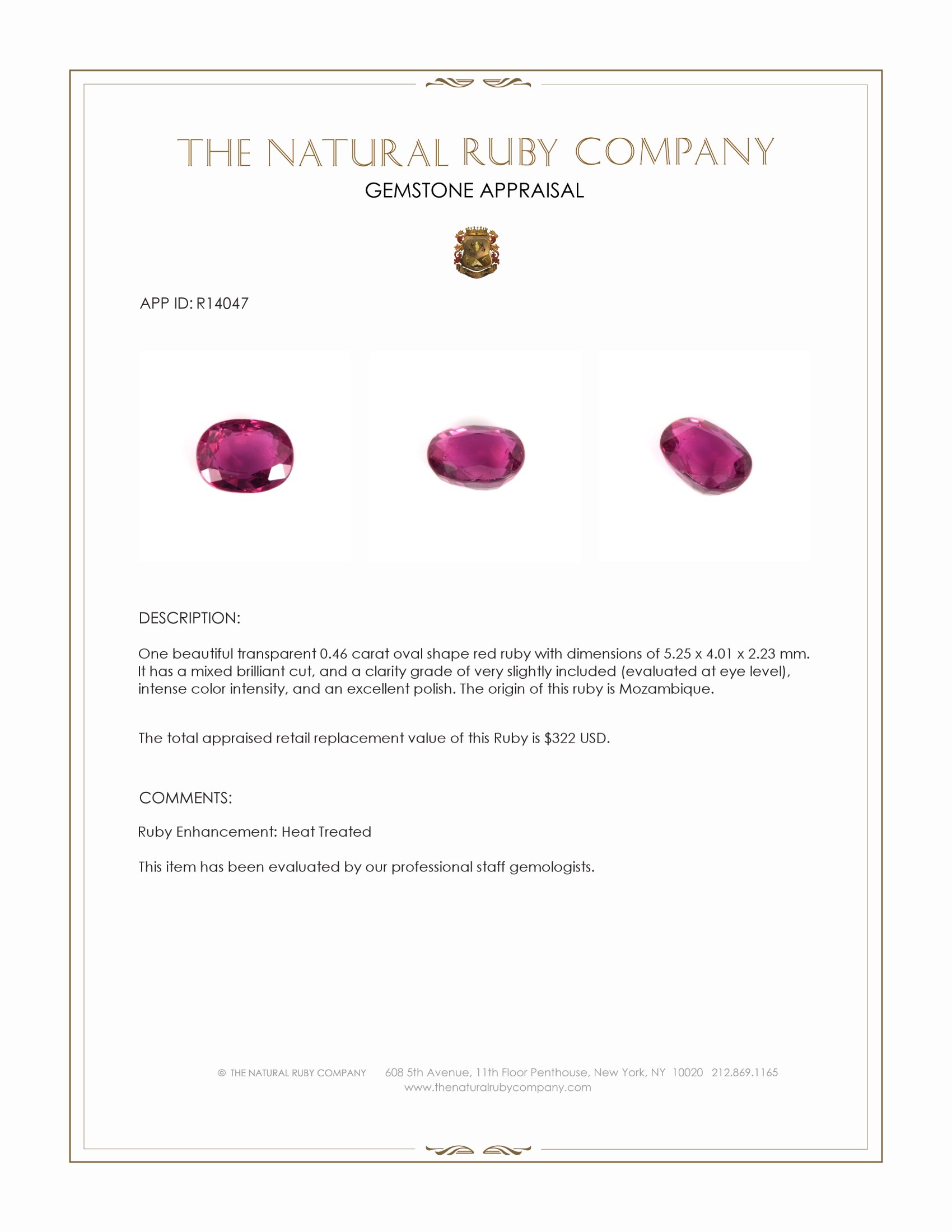 0.46 Ct. Ruby from Mozambique