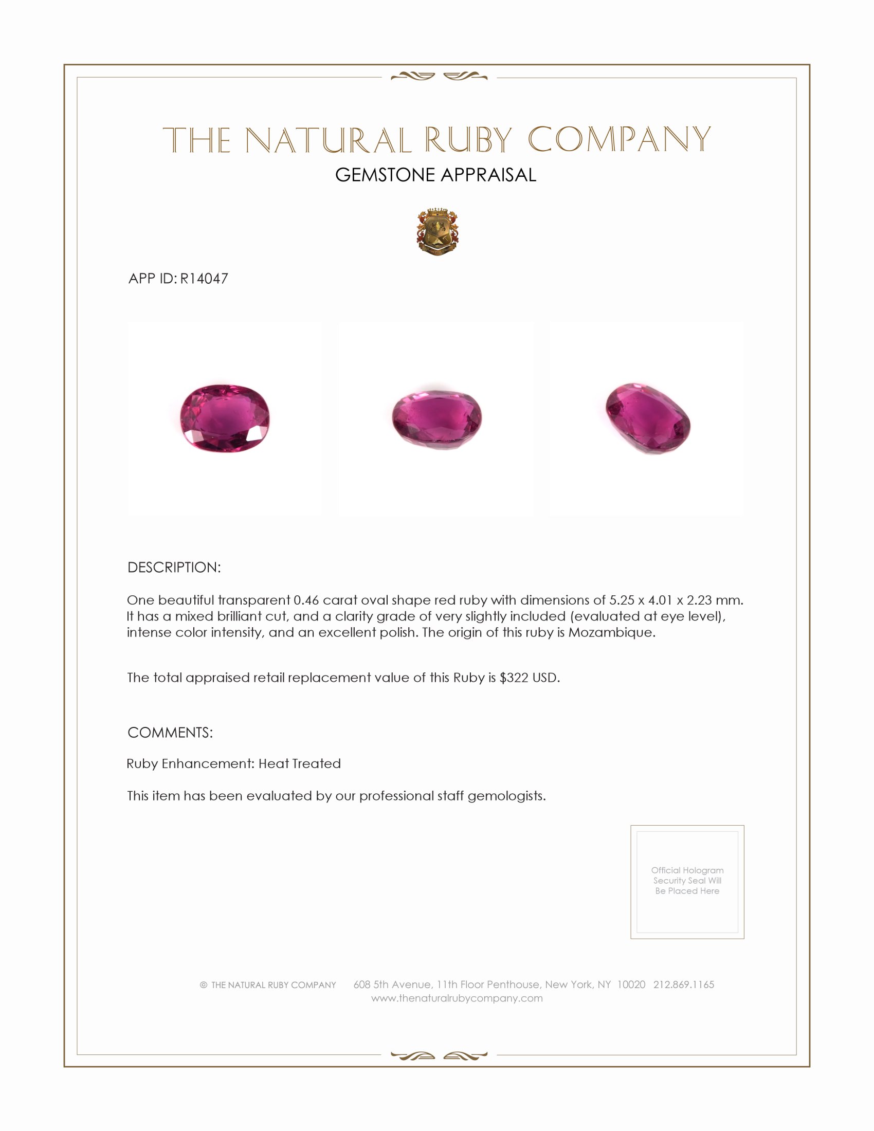 0.46 Ct. Ruby from Mozambique