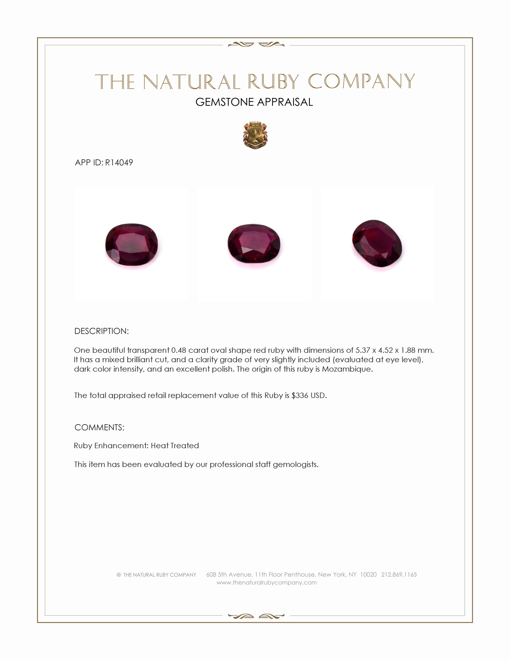 0.48 Ct. Ruby from Mozambique