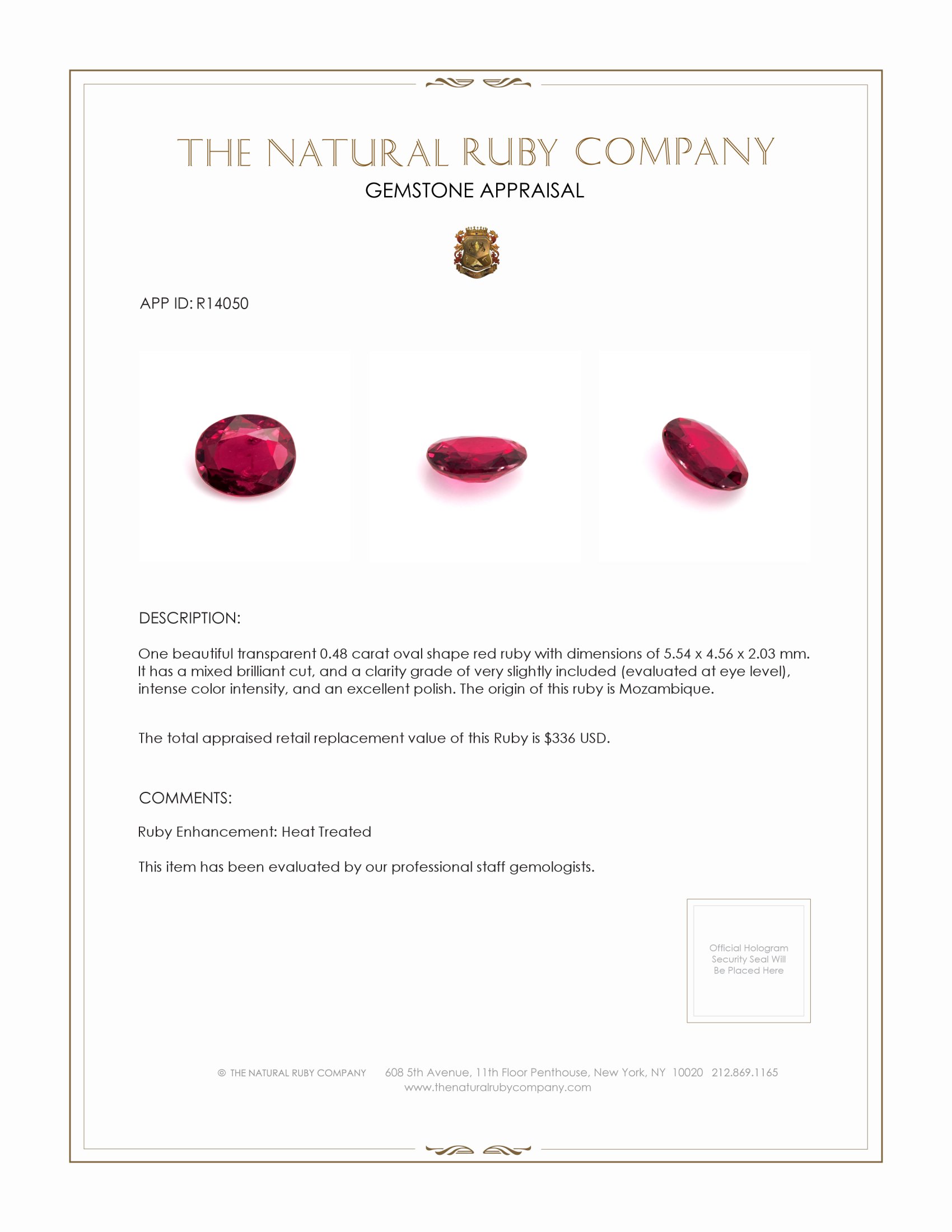 0.48 Ct. Ruby from Mozambique