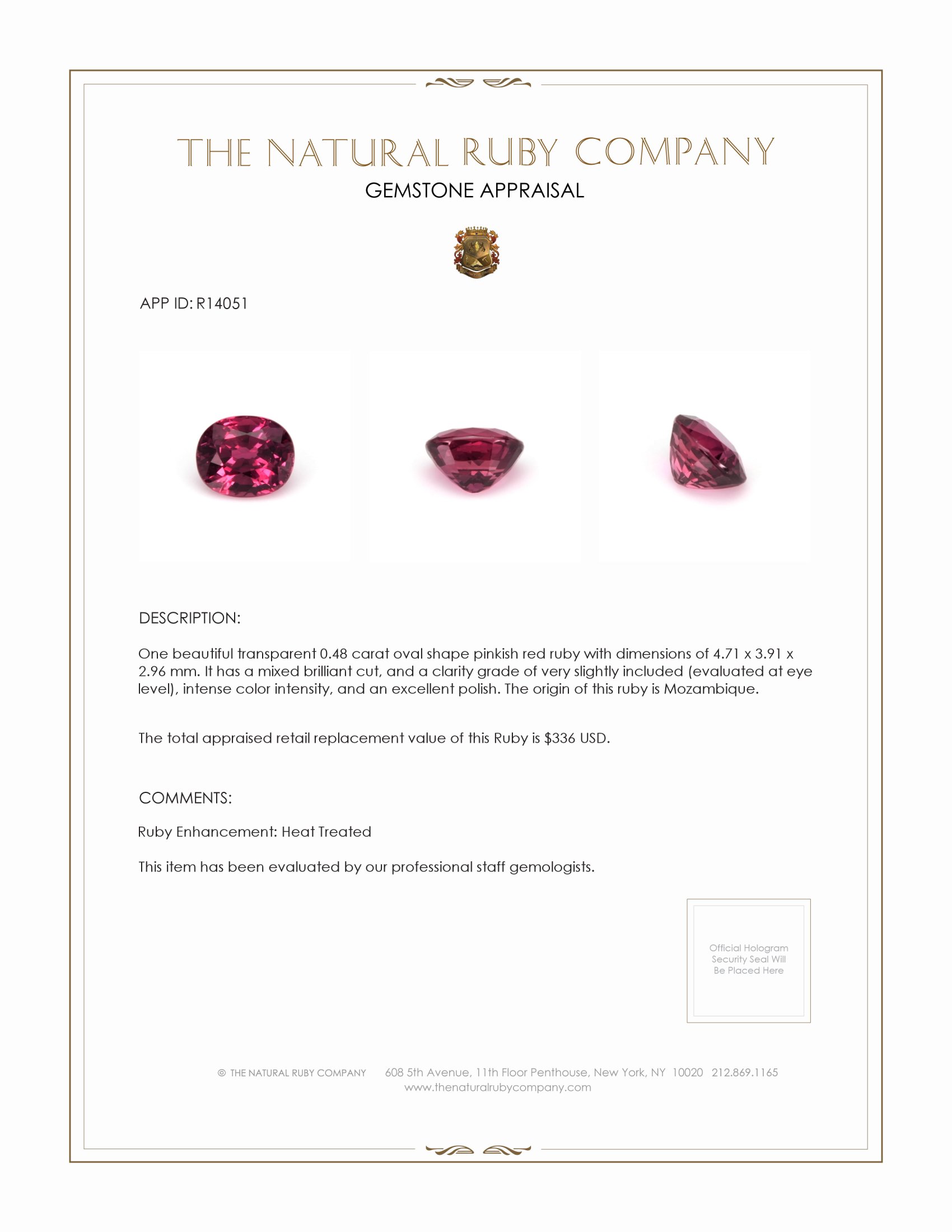 0.48 Ct. Ruby from Mozambique