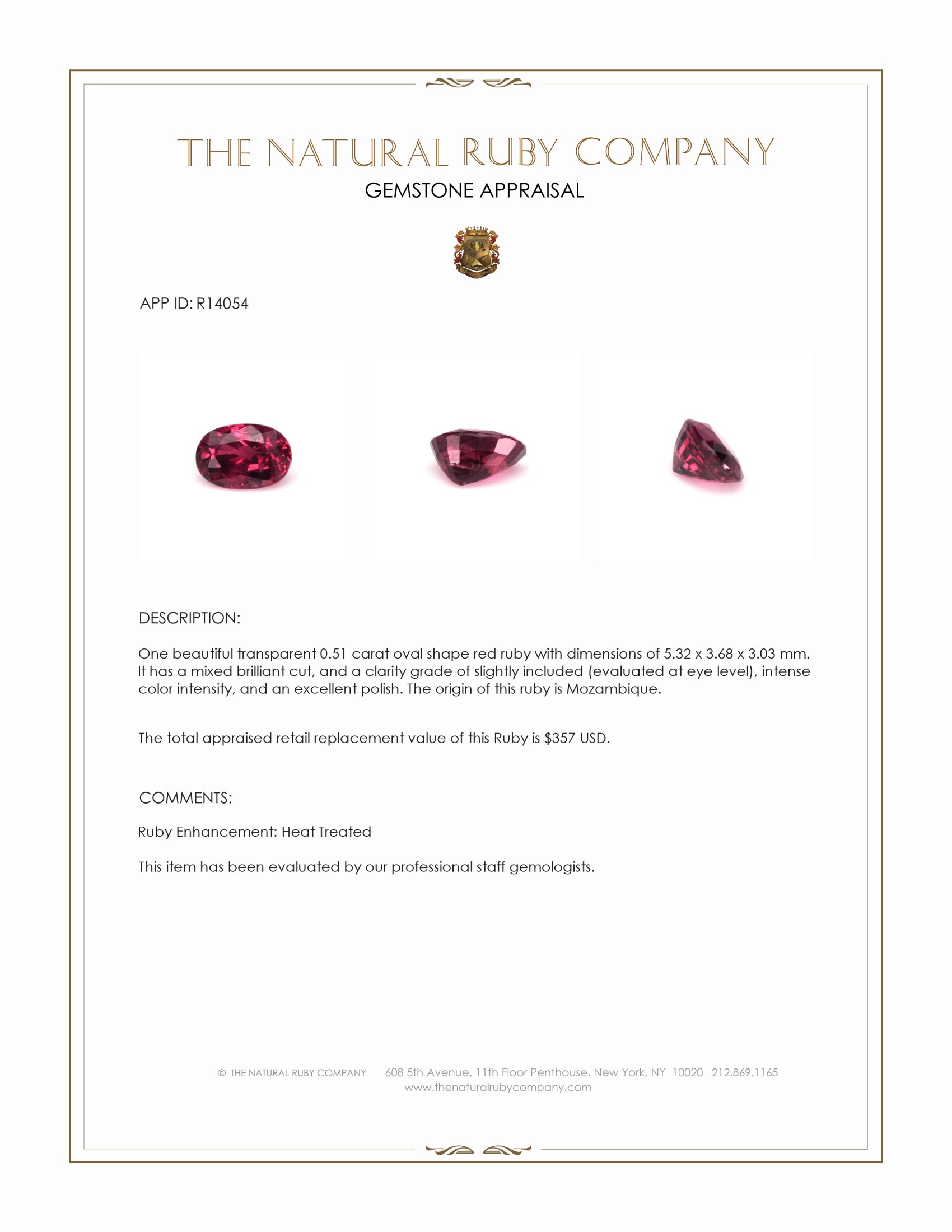 0.51 Ct. Ruby from Mozambique