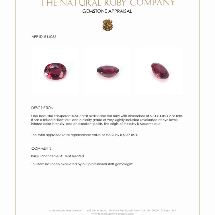 0.51 Ct. Ruby from Mozambique