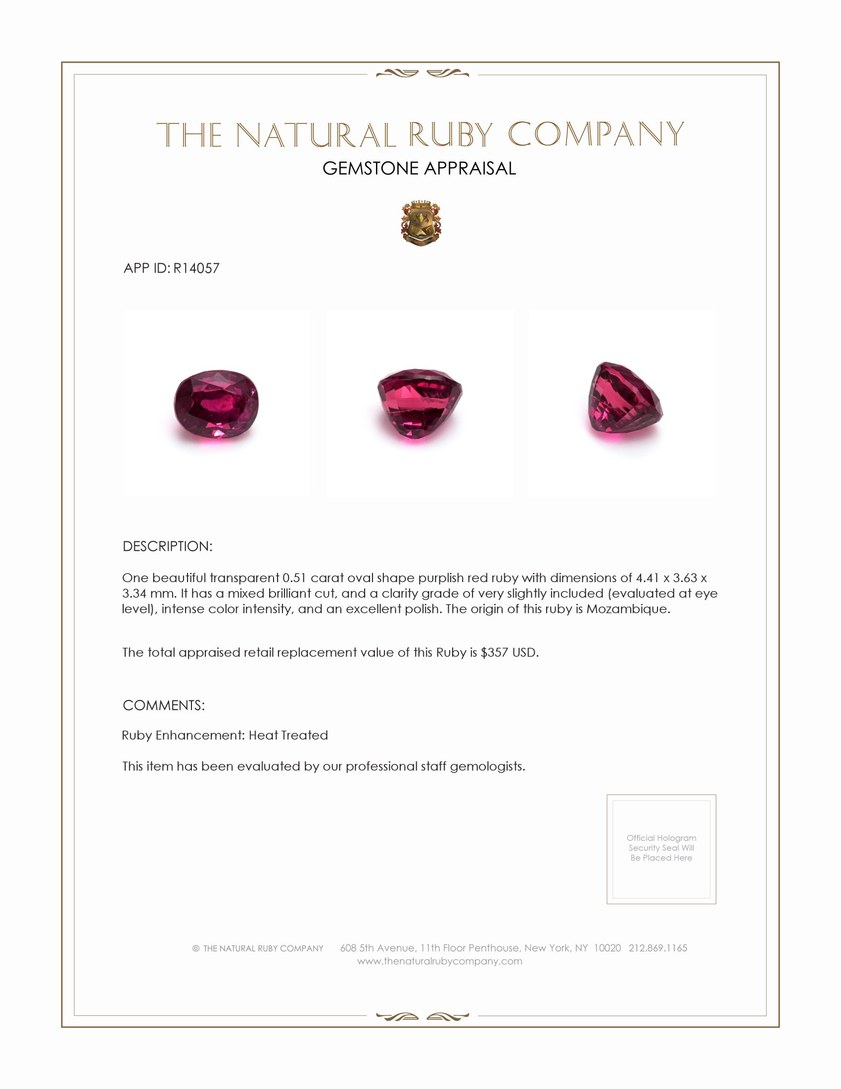 0.51 Ct. Ruby from Mozambique