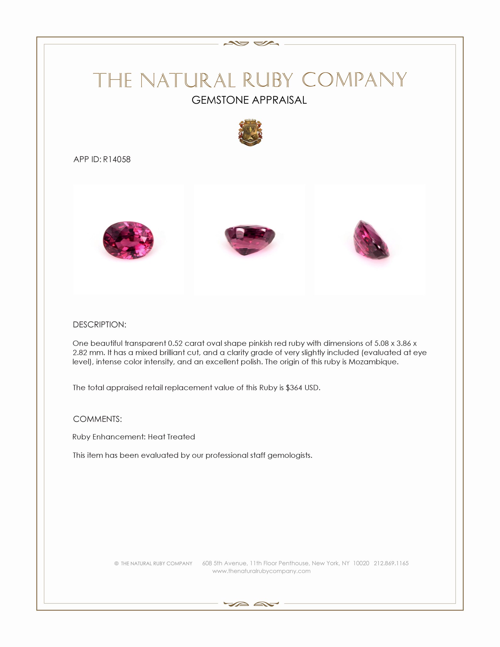 0.52 Ct. Ruby from Mozambique