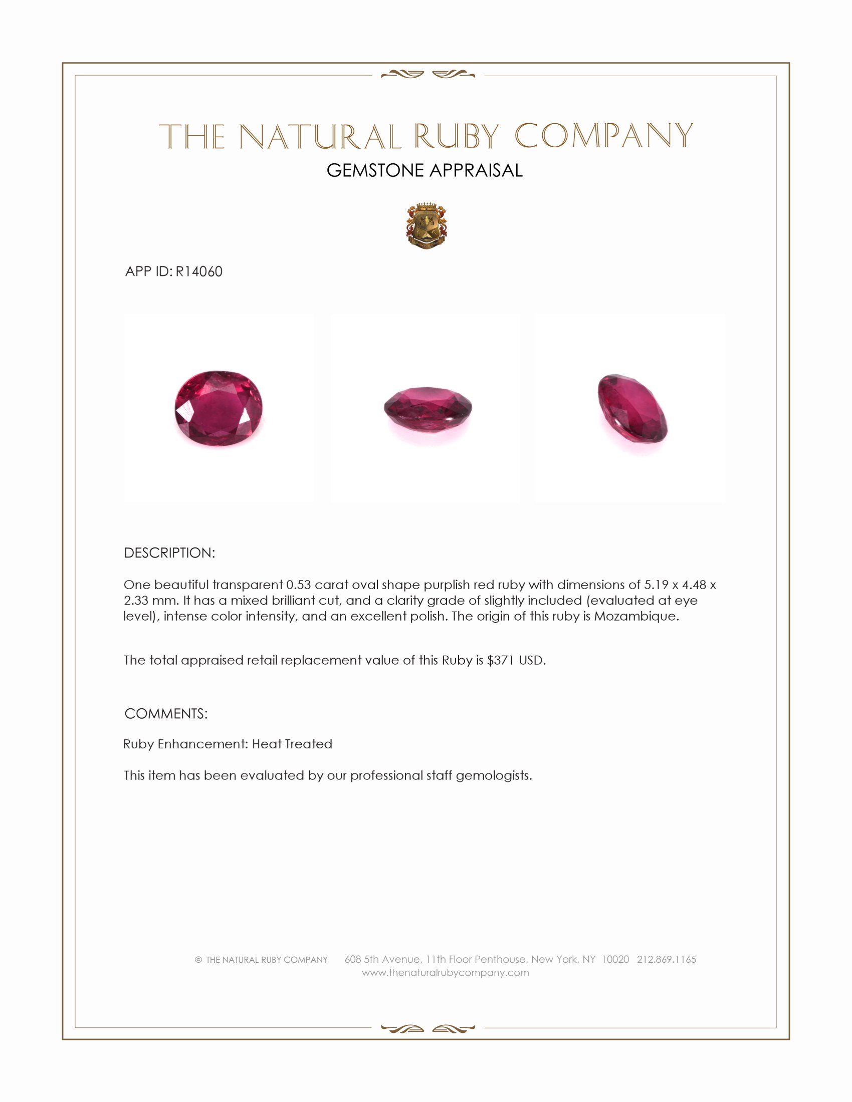 0.53 Ct. Ruby from Mozambique
