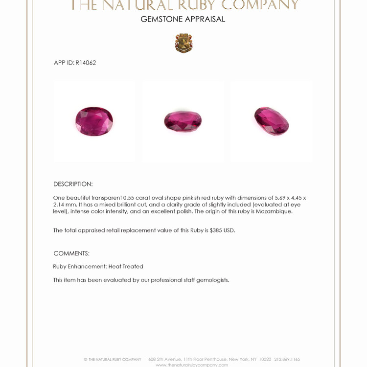 0.55 Ct. Ruby from Mozambique