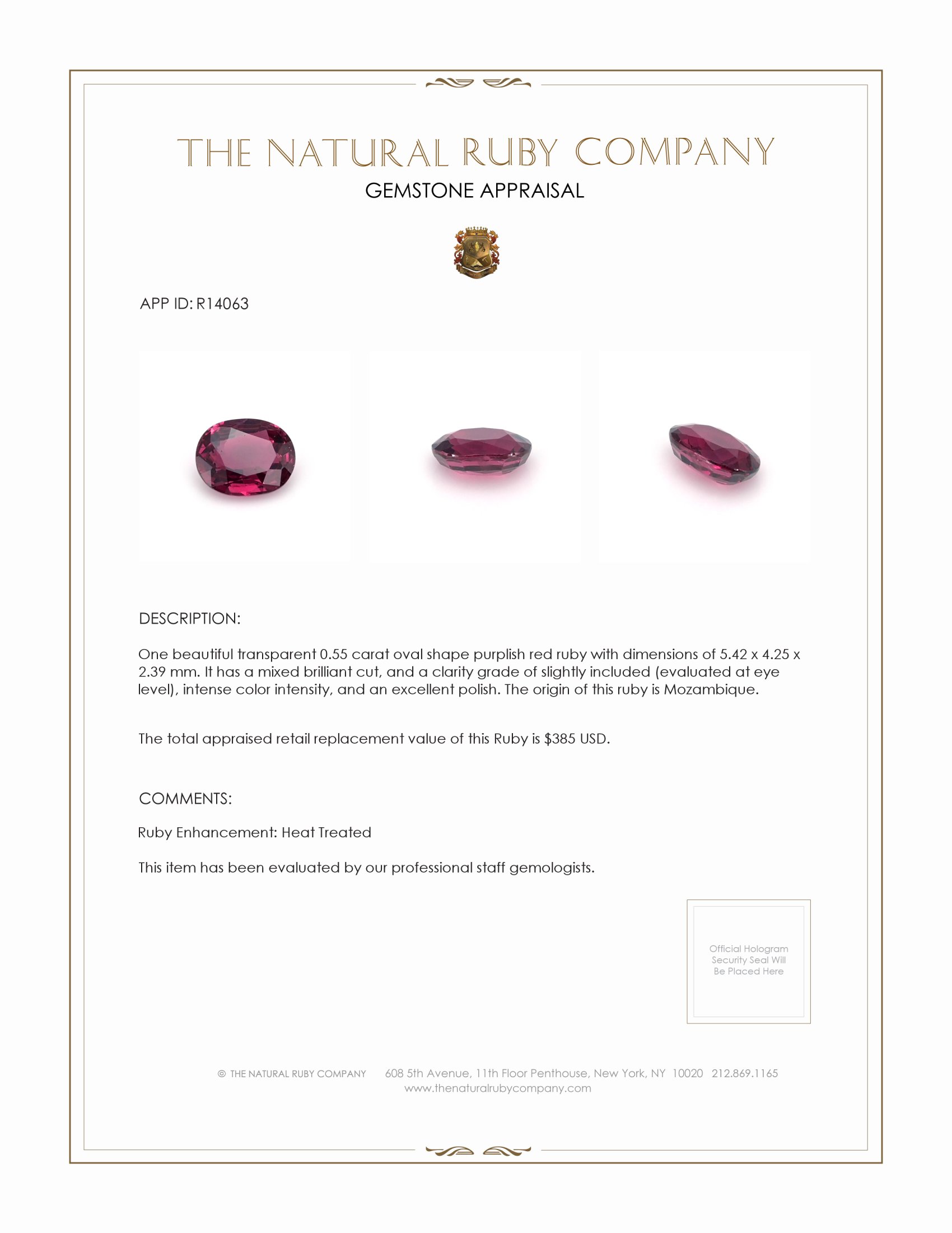 0.55 Ct. Ruby from Mozambique