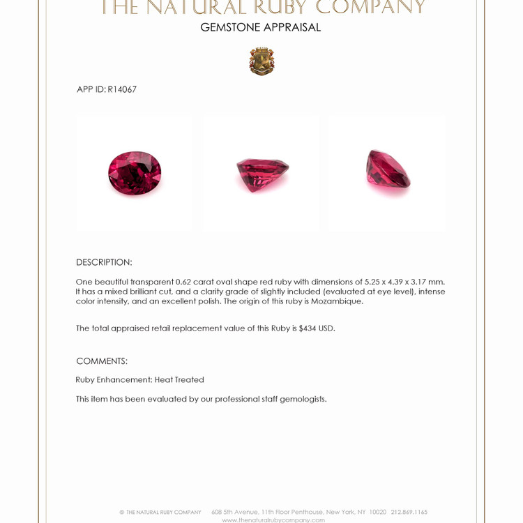 0.62 Ct. Ruby from Mozambique