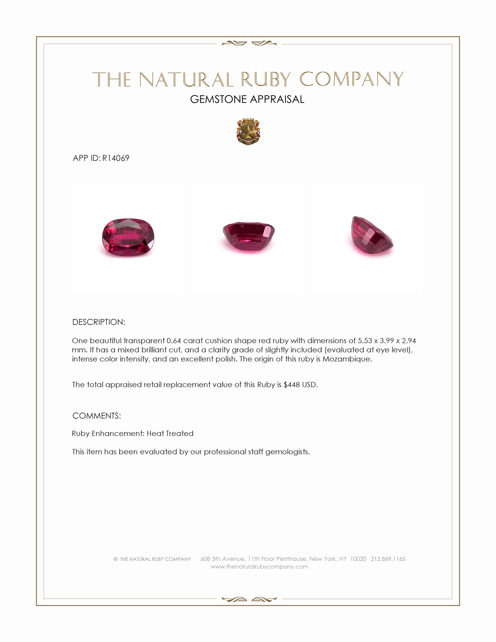 0.64 Ct. Ruby from Mozambique
