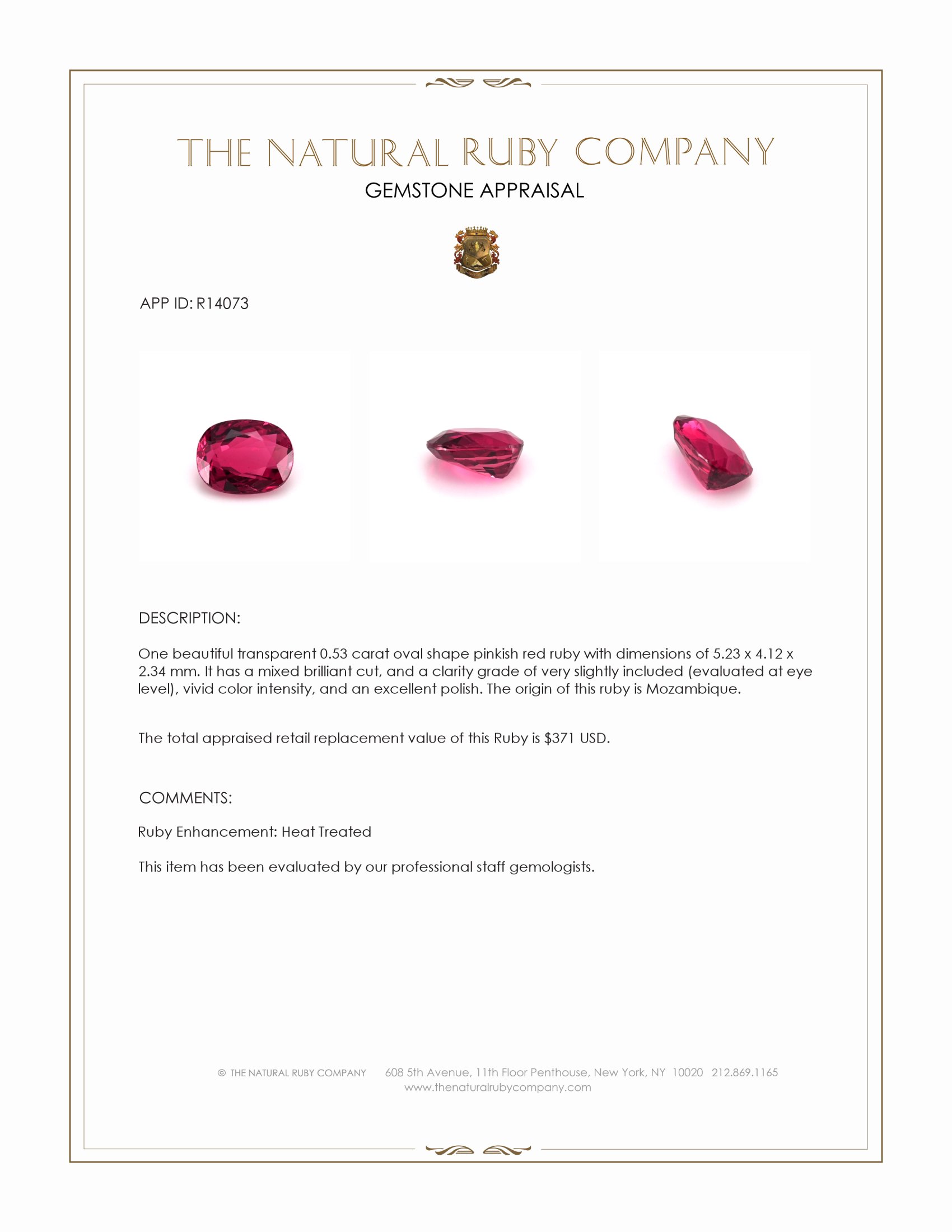 0.53 Ct. Ruby from Mozambique