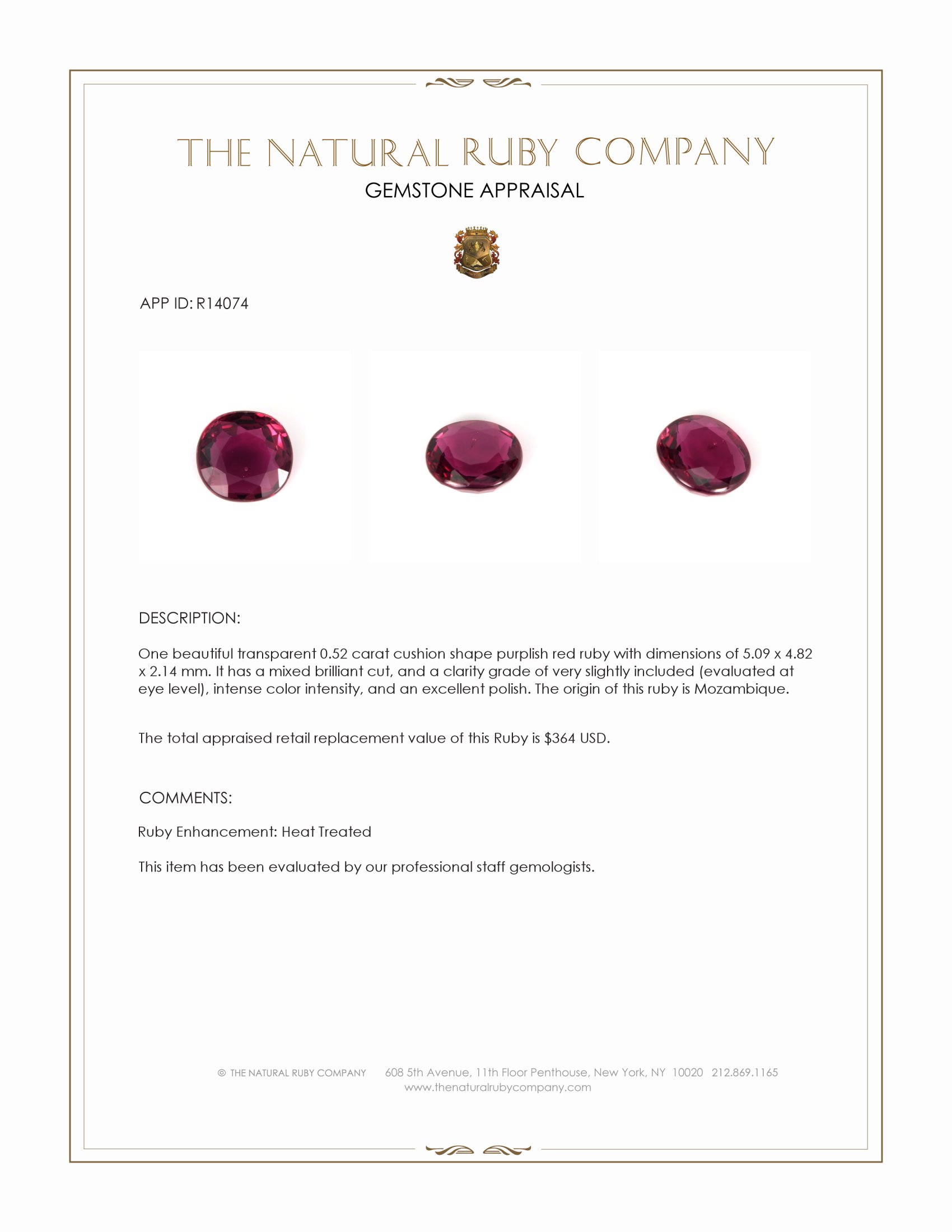 0.52 Ct. Ruby from Mozambique