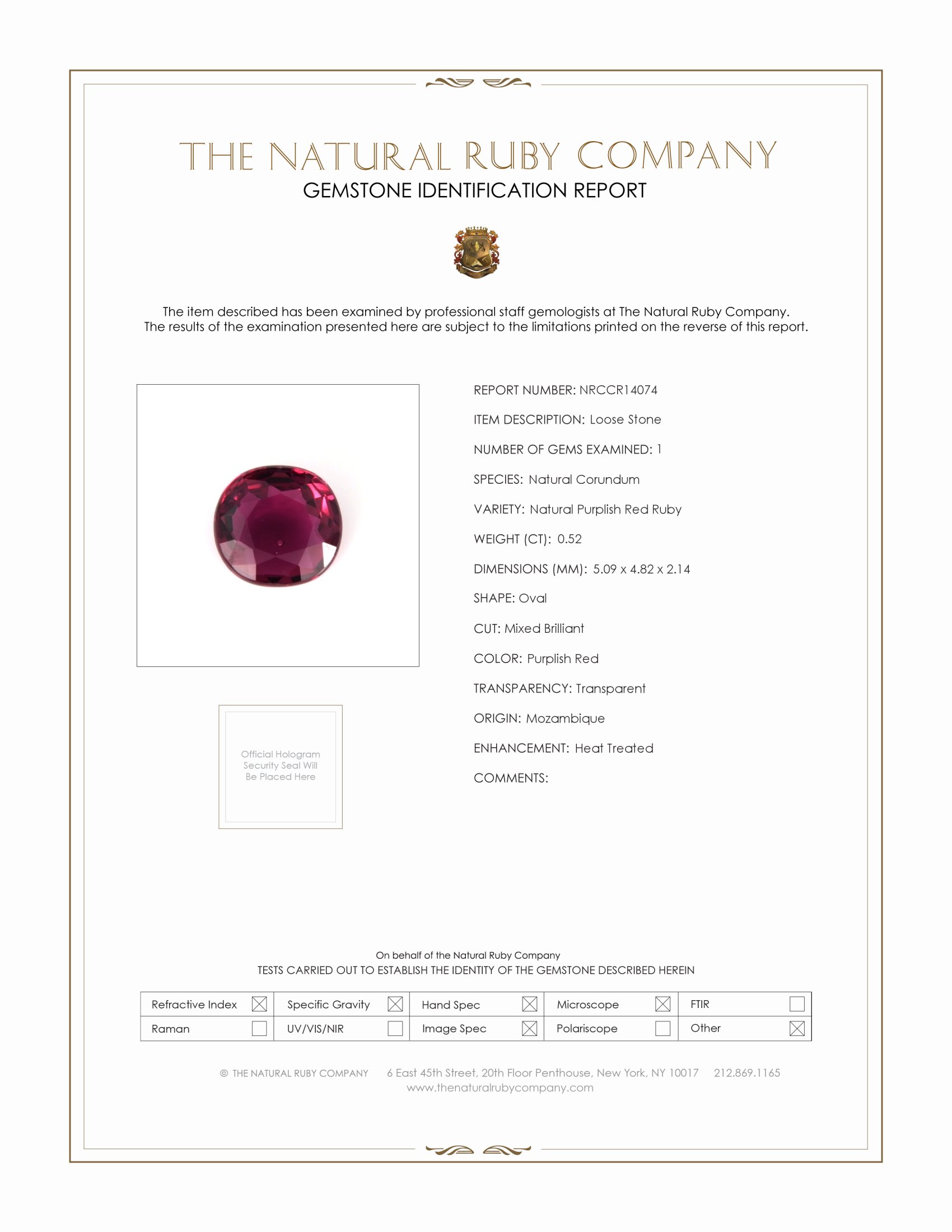 0.52 Ct. Ruby from Mozambique