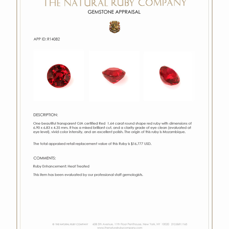 1.64 Ct. Ruby from Mozambique