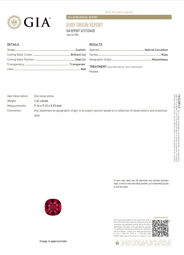 1.61 Ct. Ruby from Mozambique