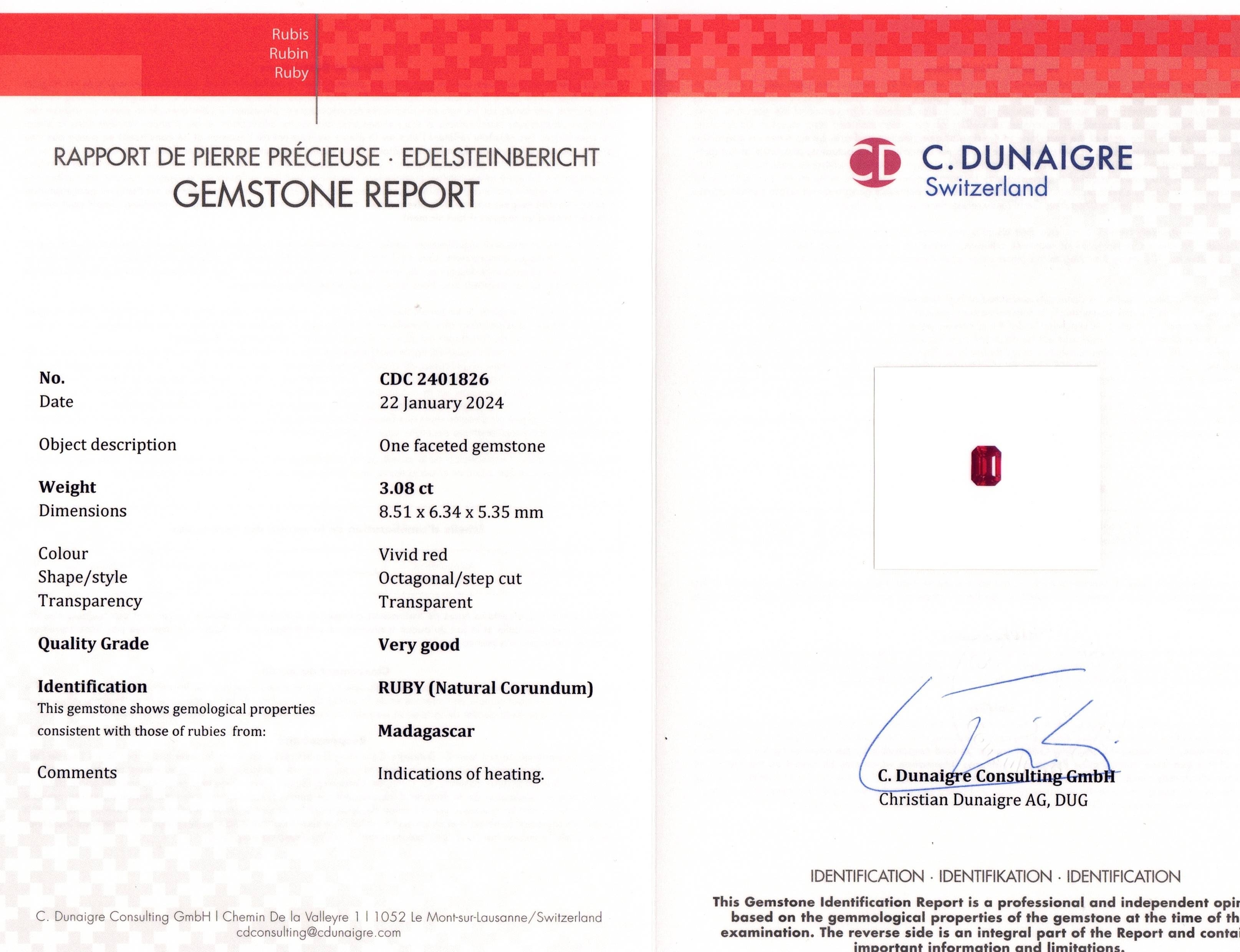 3.08 Ct. Ruby from Madagascar