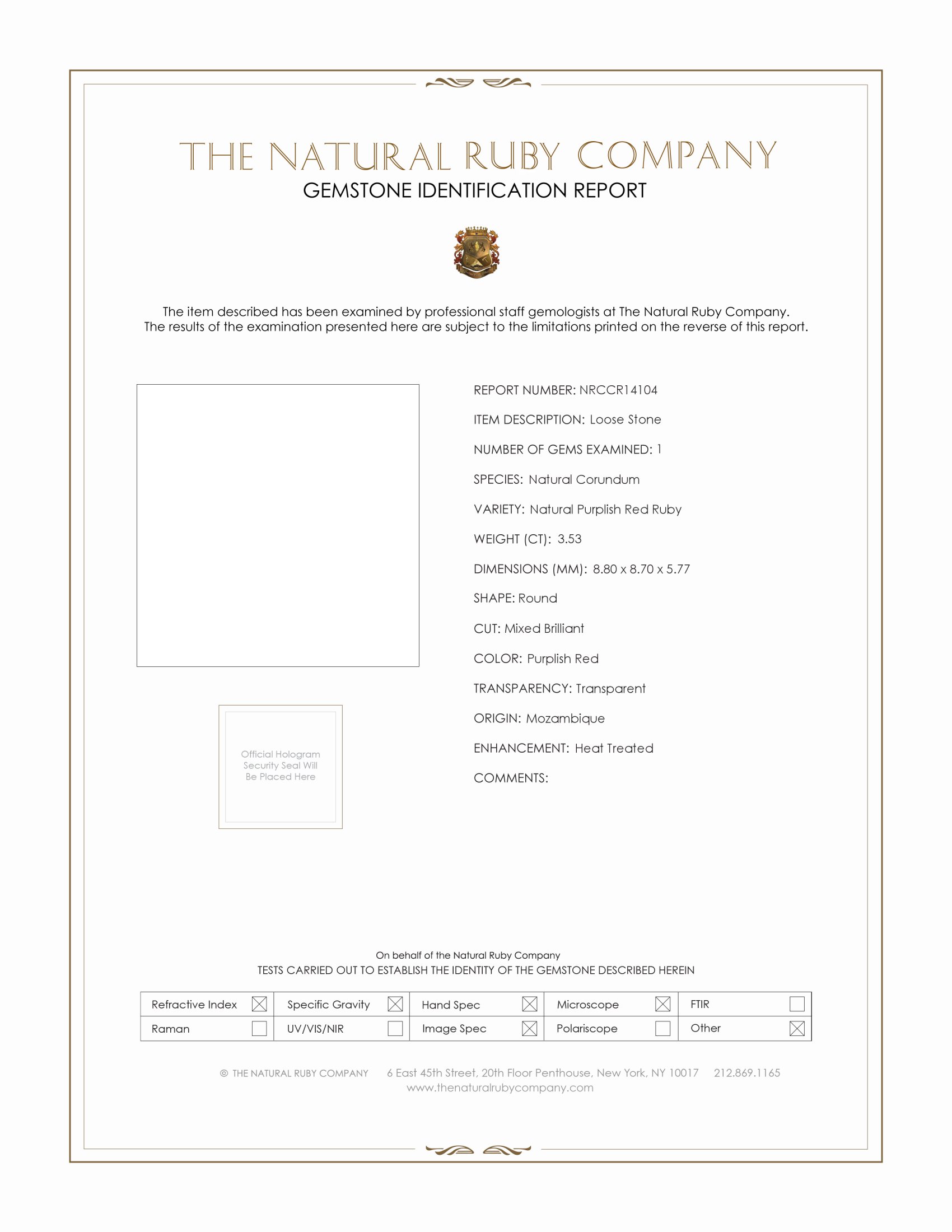 3.53 Ct. Ruby from Mozambique