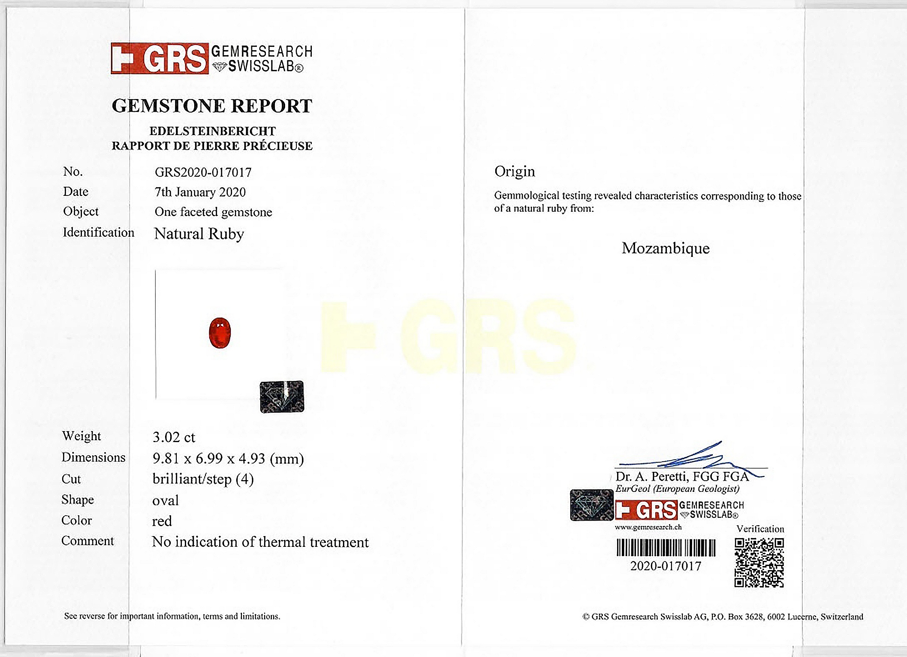 3.02 Ct. Ruby from Mozambique