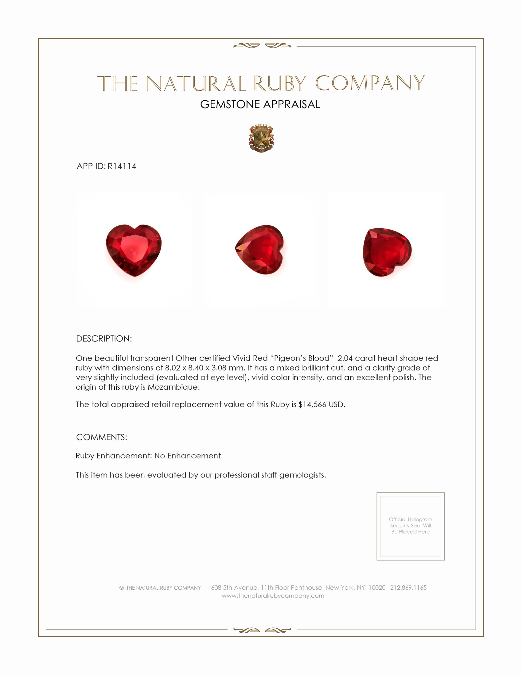 2.04 Ct. Ruby from Mozambique