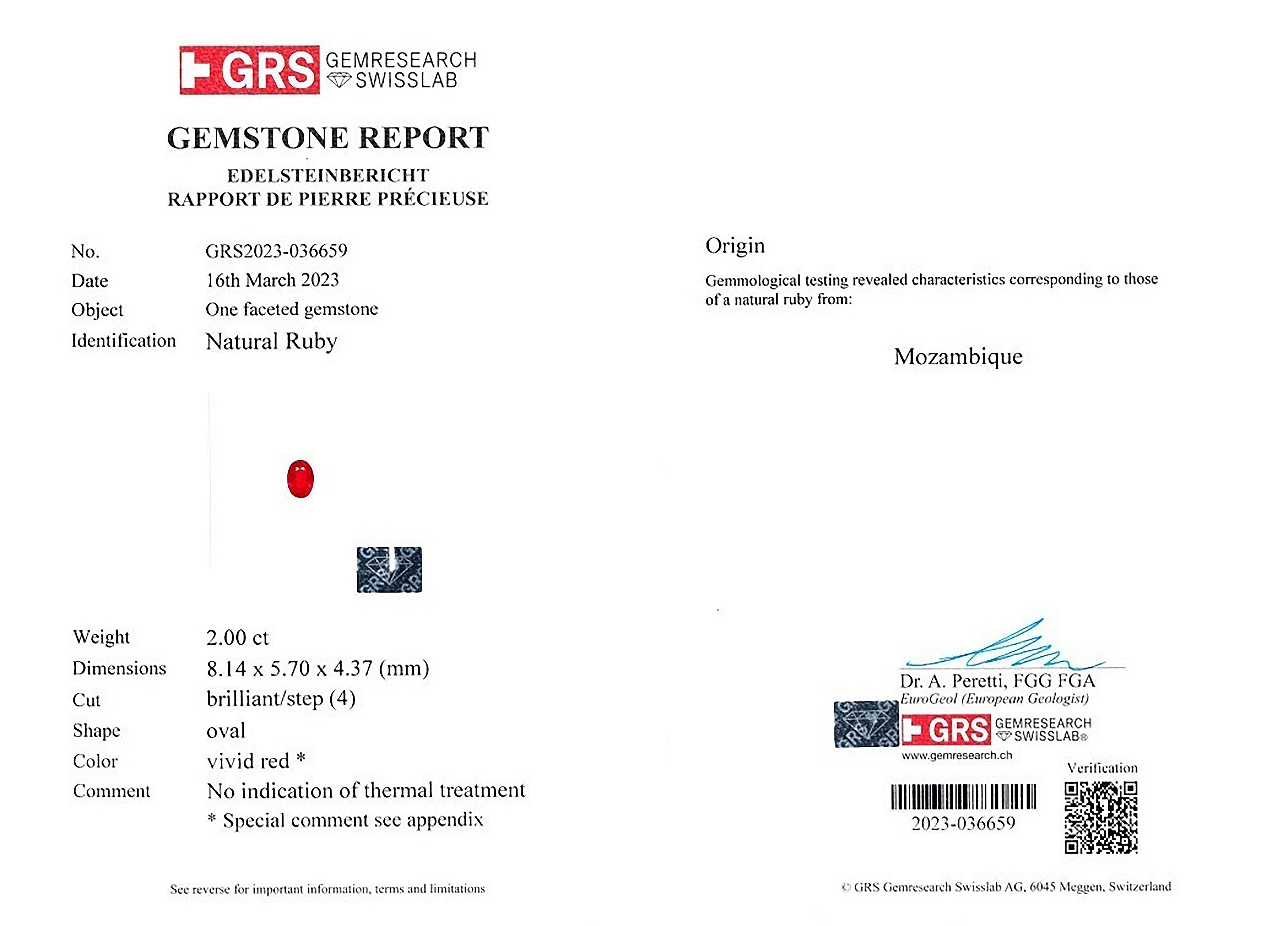 2.00 Ct. Ruby from Mozambique