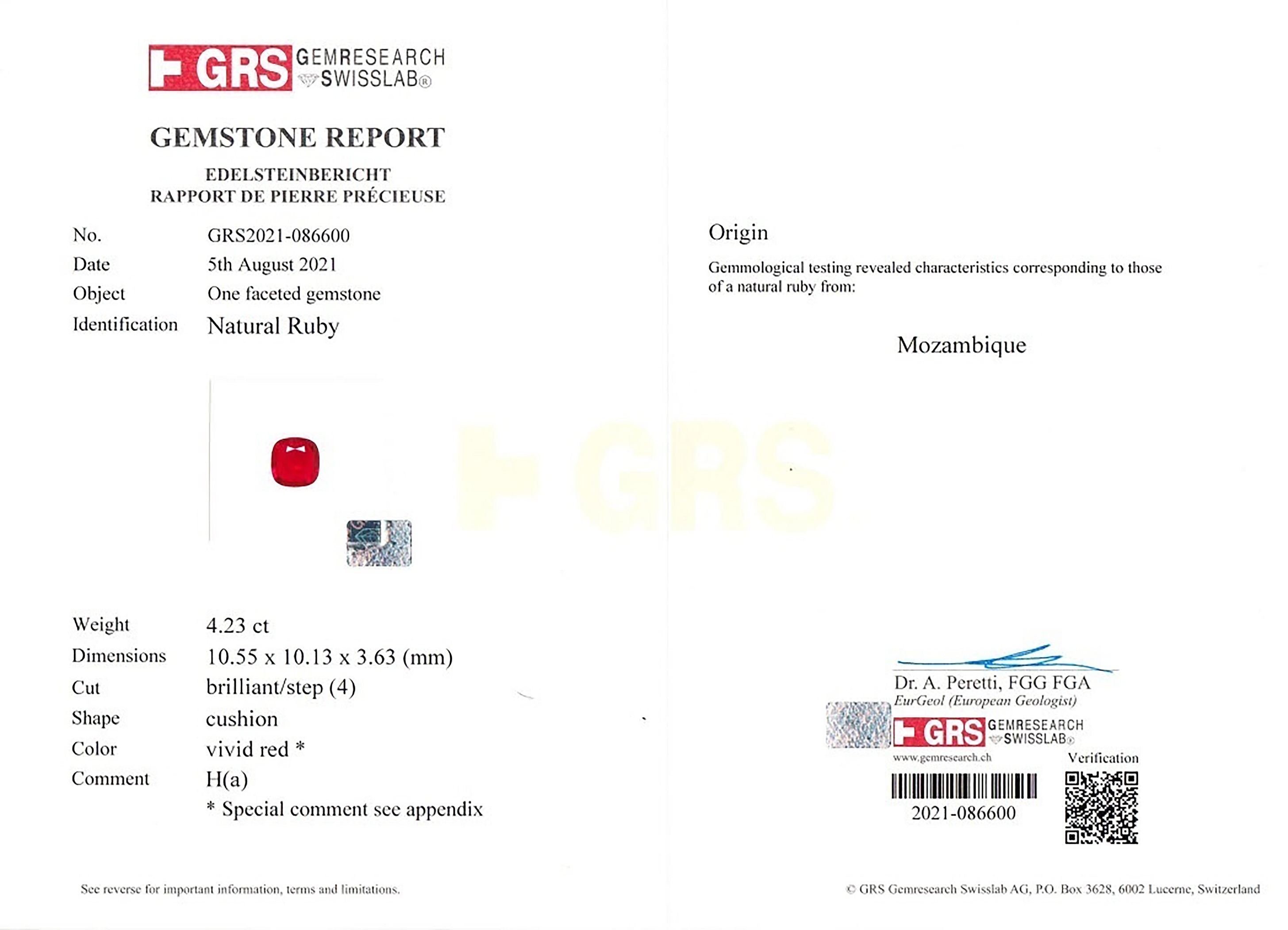 4.23 Ct. Ruby from Mozambique