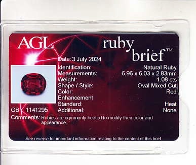 1.08 Ct. Ruby from Mozambique