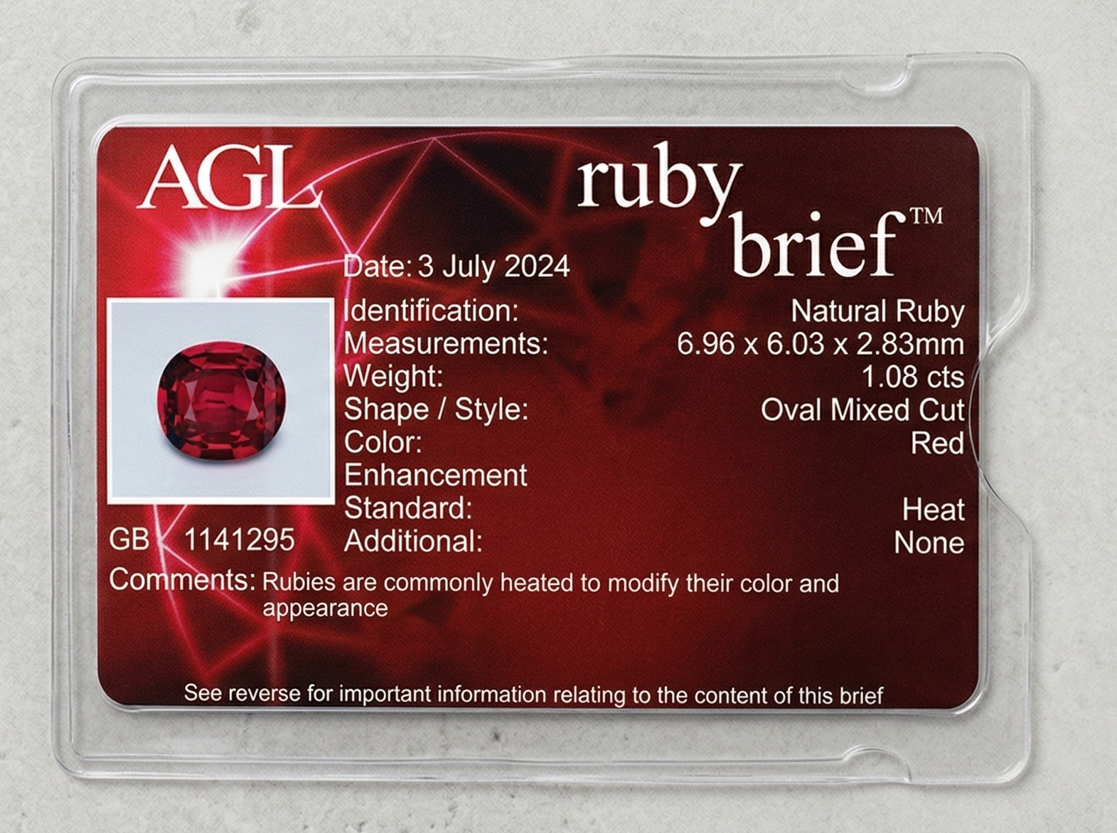 1.08 Ct. Ruby from Mozambique
