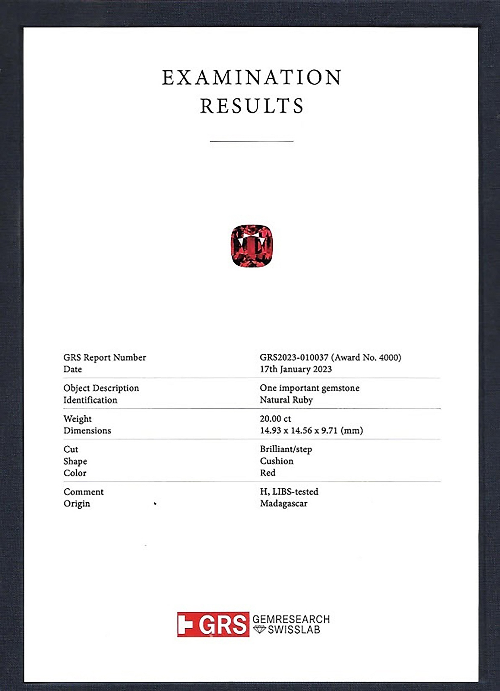 20.00 Ct. Ruby from Madagascar