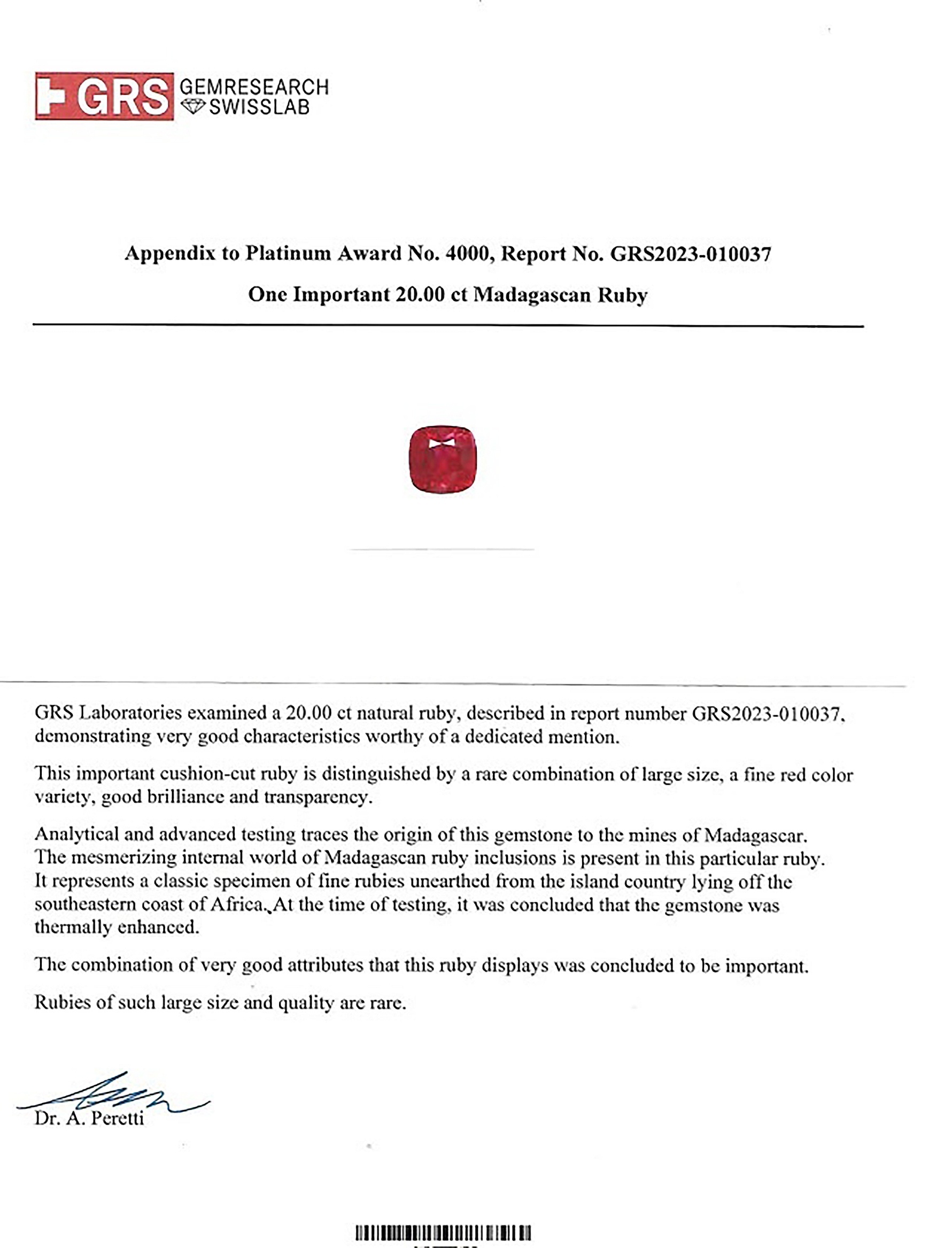 20.00 Ct. Ruby from Madagascar