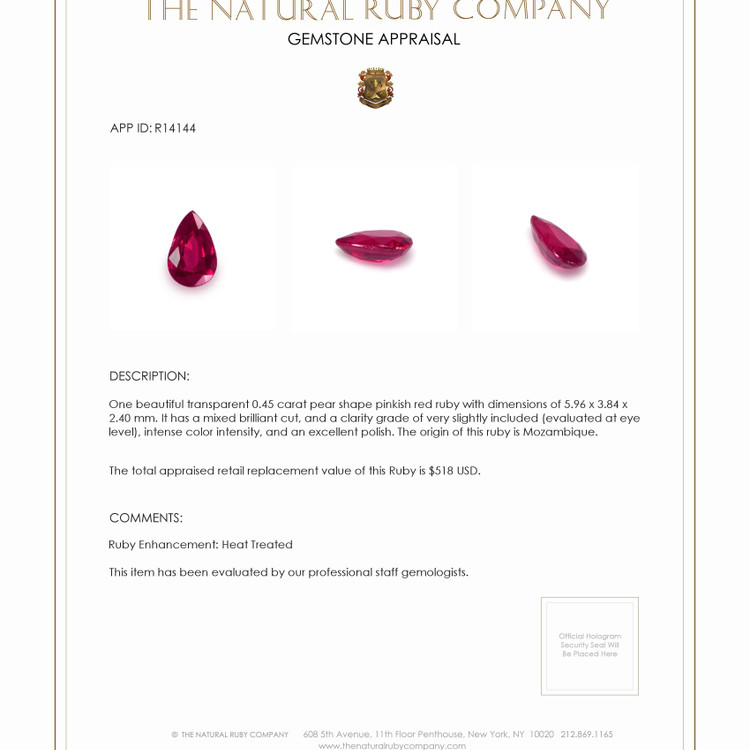 0.45 Ct. Ruby from Mozambique