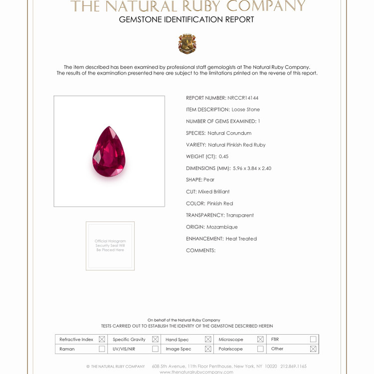 0.45 Ct. Ruby from Mozambique