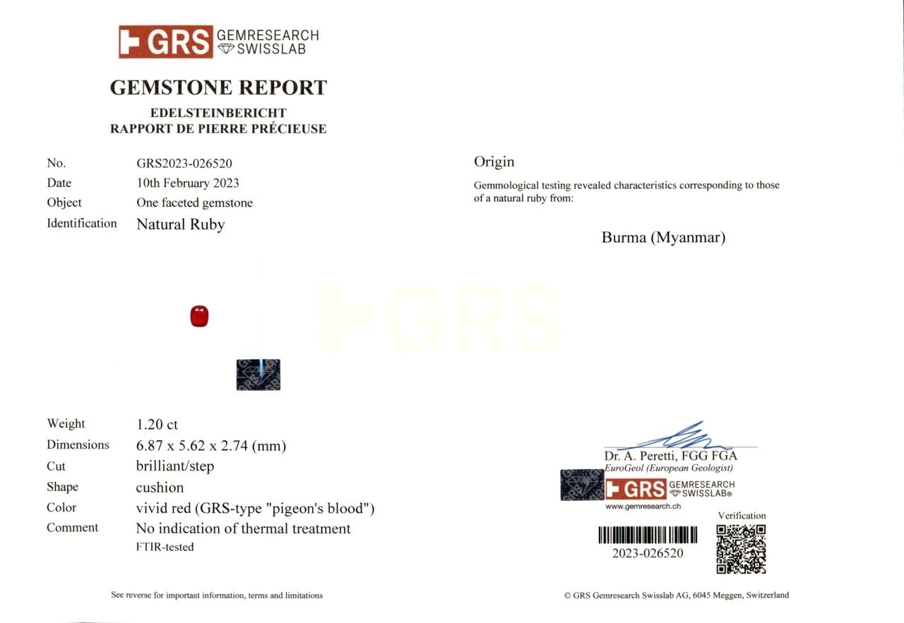 1.20 Ct. Ruby from Burma (Myanmar)