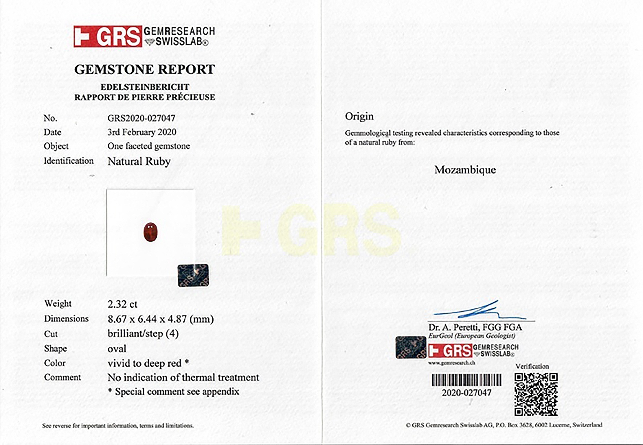 2.32 Ct. Ruby from Mozambique