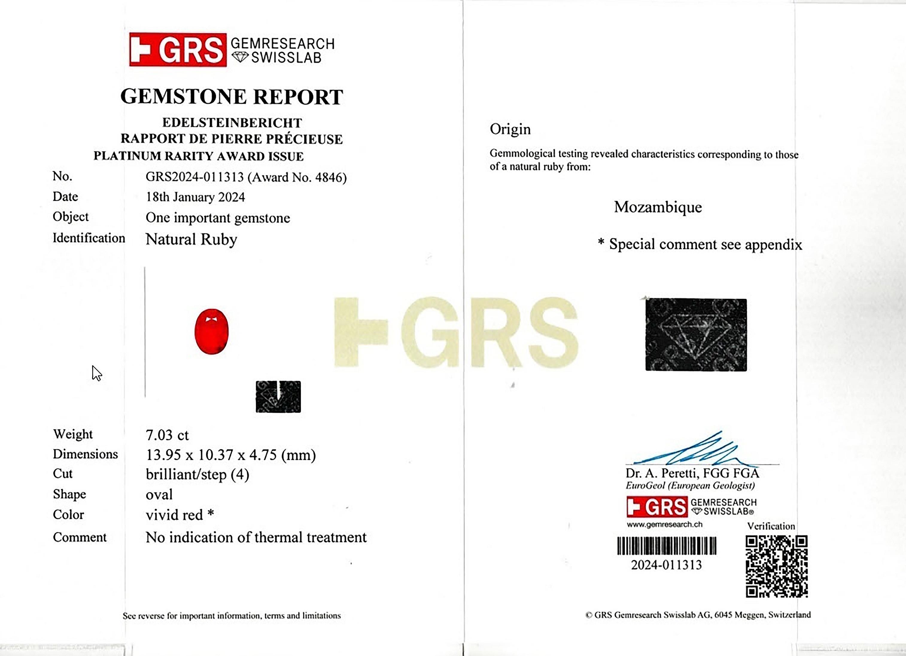 7.03 Ct. Ruby from Mozambique