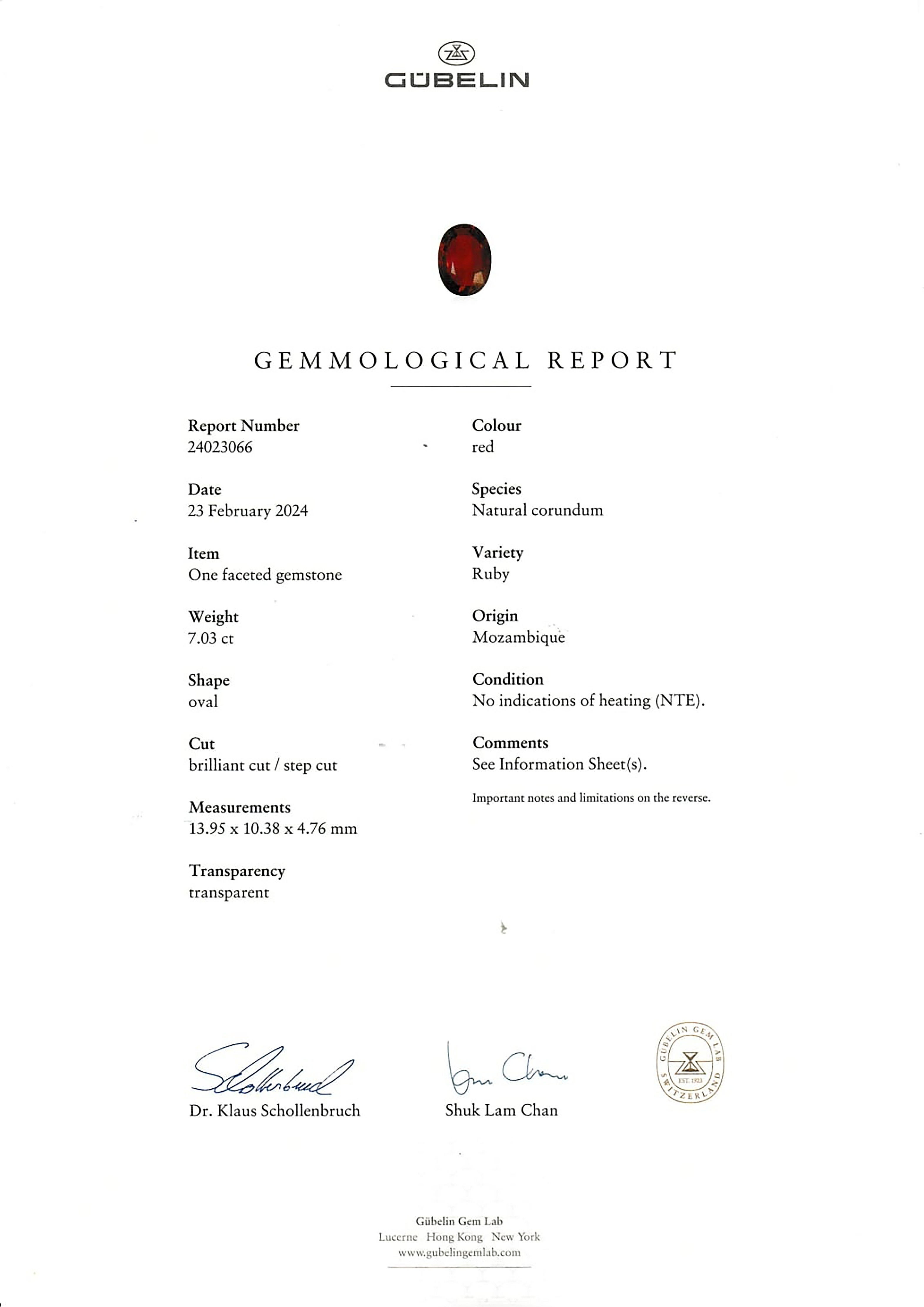 7.03 Ct. Ruby from Mozambique